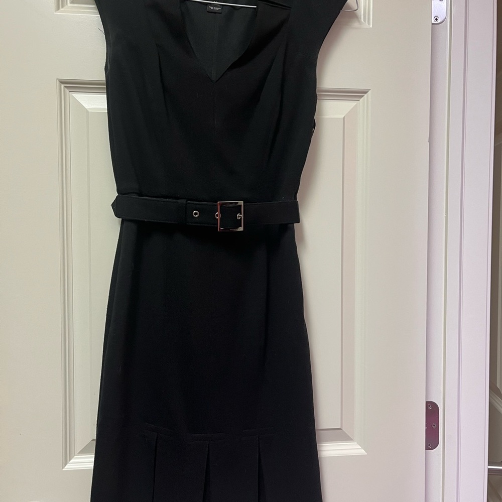 White House Black Market Black Midi Dress with Belt